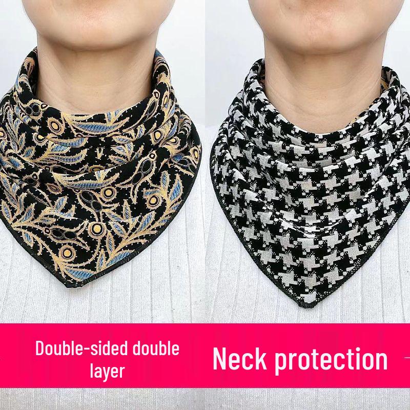 Double-Sided Triangle Scarf: Australian Wool, Cotton, Silk - Warm Neck Warmer for Spring, Autumn, Winter