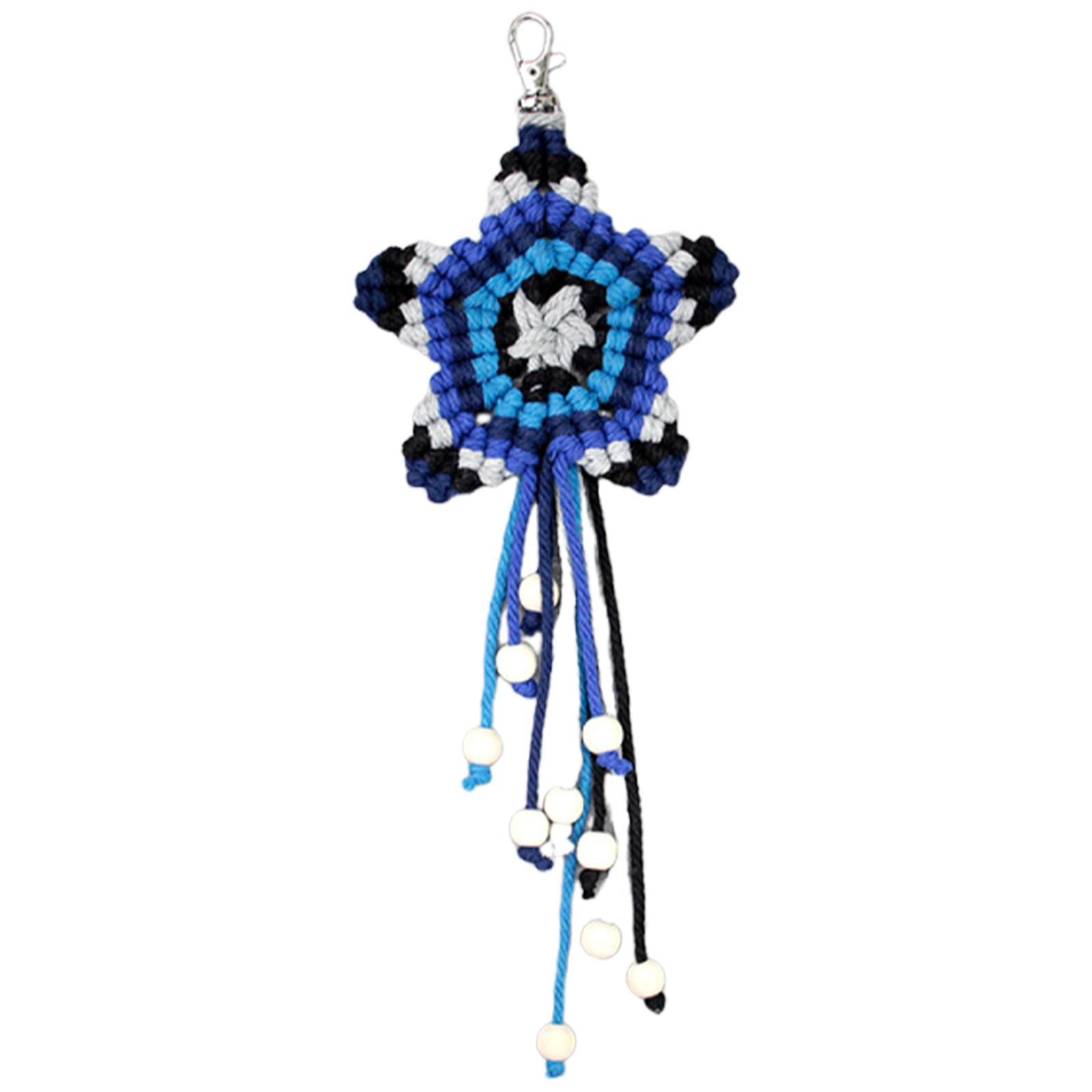 

Crochet Bag Charm Keychain Making Supplies with Wood Bead Hand Woven Tassel Dream Catcher Ornament Car Interior Decoration