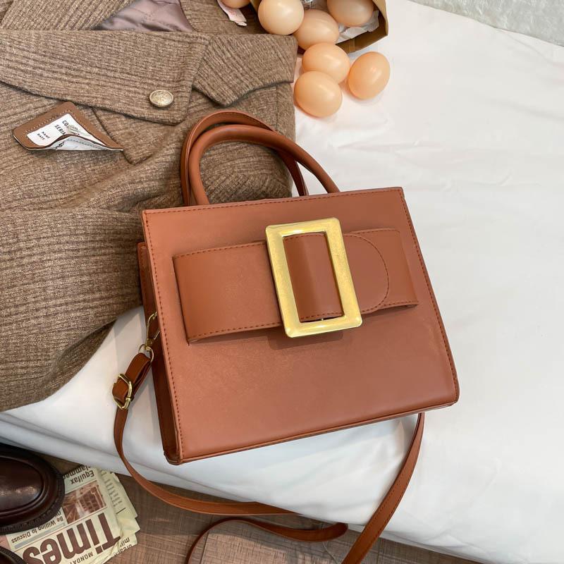 Women Retro Fashion Solid Color Small Square Shoulder Crossbody Handbag