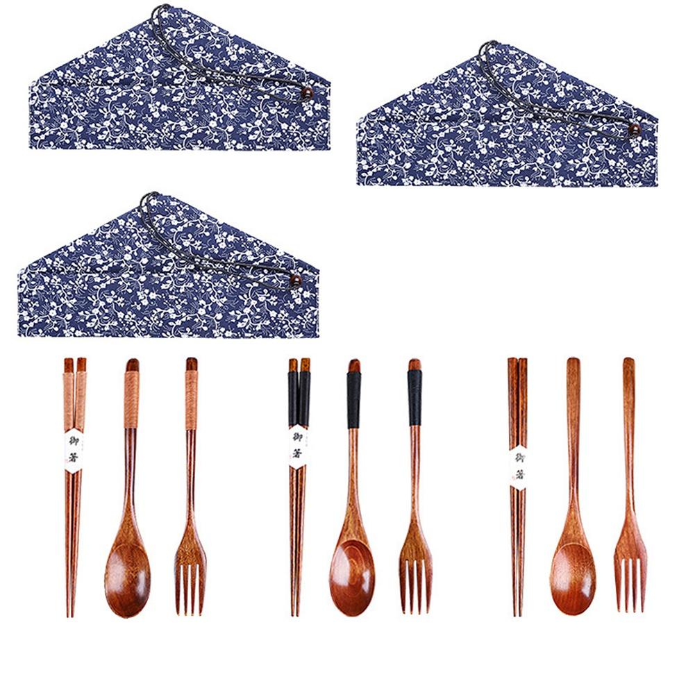 Buy Wooden Spoon Fork Dinnerware Set Long Handle Cutlery Wood Tableware