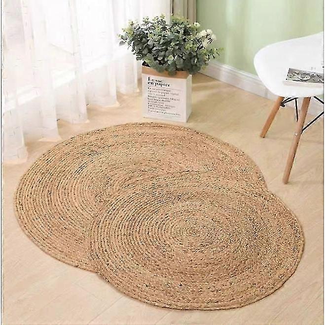 Dww-Tapis Tapis De Sol Rond En Osier De Jute Diamtre 40cm