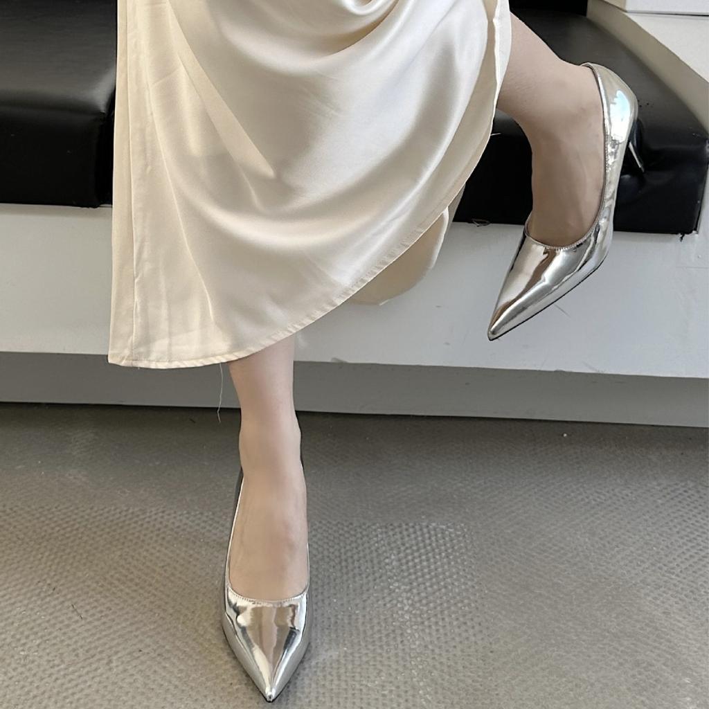 Spring New Pointed French with Skirt Thin Heel High Heel European and American Fashion Bag Head Women's Shoes Women's Single Shoes