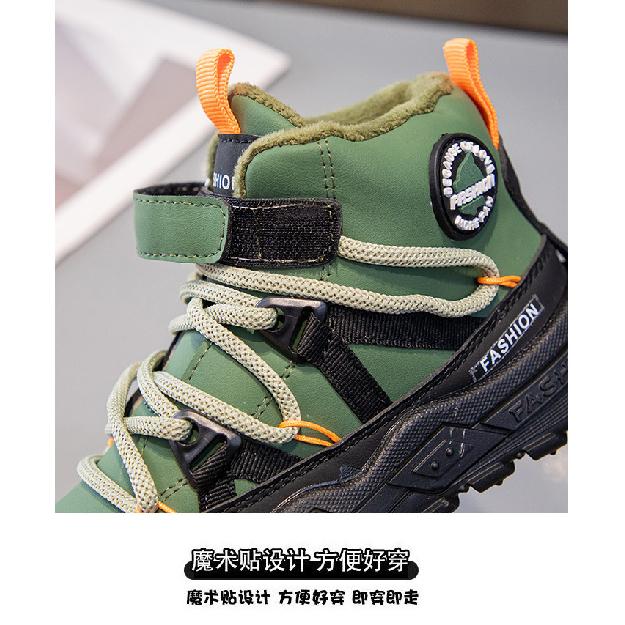 Children's Shoes with Fleece Lining, Mid-Top Sports Shoes, Winter New Style, Girls' Soft Sole, Double Cotton Casual Shoes, Boys' Running Shoes