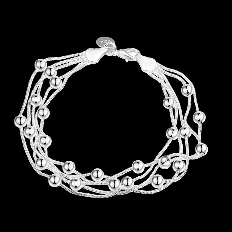 Cross Accessories Five-Line Light Bead Silver-Plated Bracelet for Women