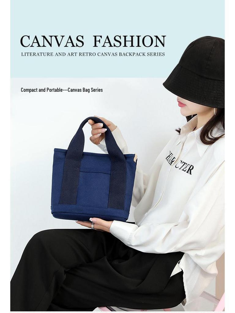 Compact Mille-Feuille Zippered Canvas Tote – Niche Single Shoulder Handbag