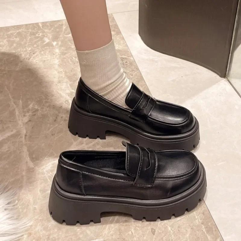 Platform Loafers for Women 2024 New Spring British College Style Lolita Shoes Female Thick Sole Oxford Shoes Heels Vintage Shoes