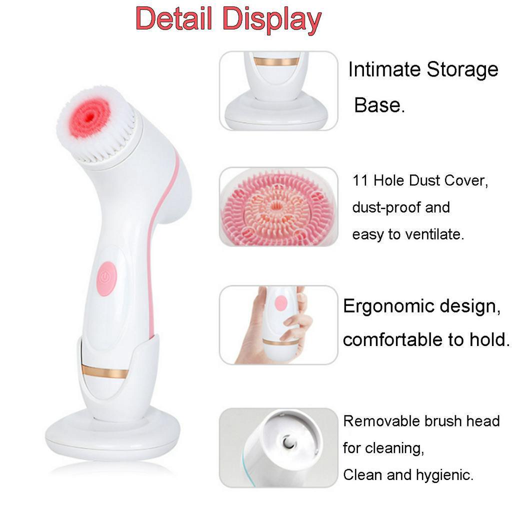 2 Modes USB Rechargeable Face Washing Brush Device Frequency Silicone Facial Cleansing Brush Blackhead Removal Acne Cleanser Machine 3V