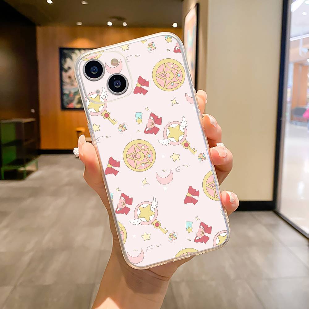 Anime cards-girl-sakura Phone Case For iPhone17,16,15,14,13,12,11 ,Pro Max, Plus Soft Silicone Transparent Cover