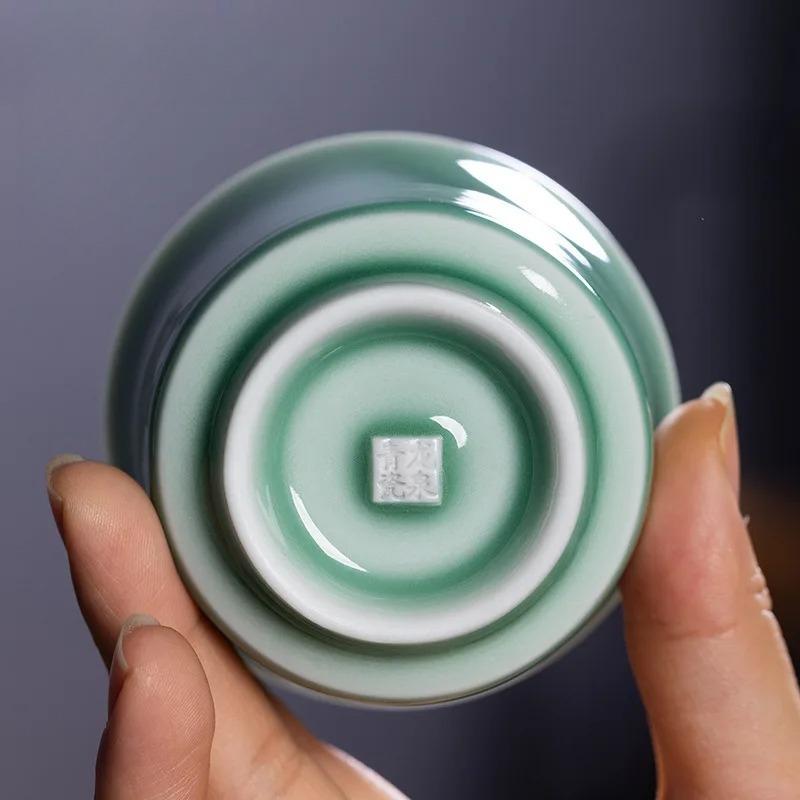 100ml Longquan Celadon Nine Peach Teacup Handmade Tea Bowl Tea Cup Set Tea-tasting Fragrance Cup Jianzhan Master Cups Drinkware