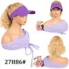 Purple Hollow Top Hat Corn Bearded Ponytail Hat Wig Female Wig Heat-resistant Fiber Wig Simple and Natural To Wear