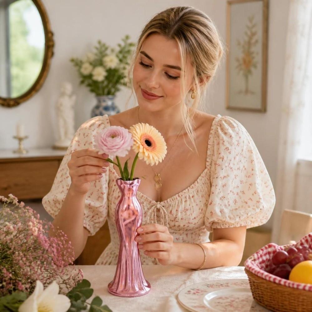 Desktop Ornament 3D Printing Dress Shaped Vase Nordic Style Elegant Desktop Decorative Vase Creative Artistic Pencil Holder Gift