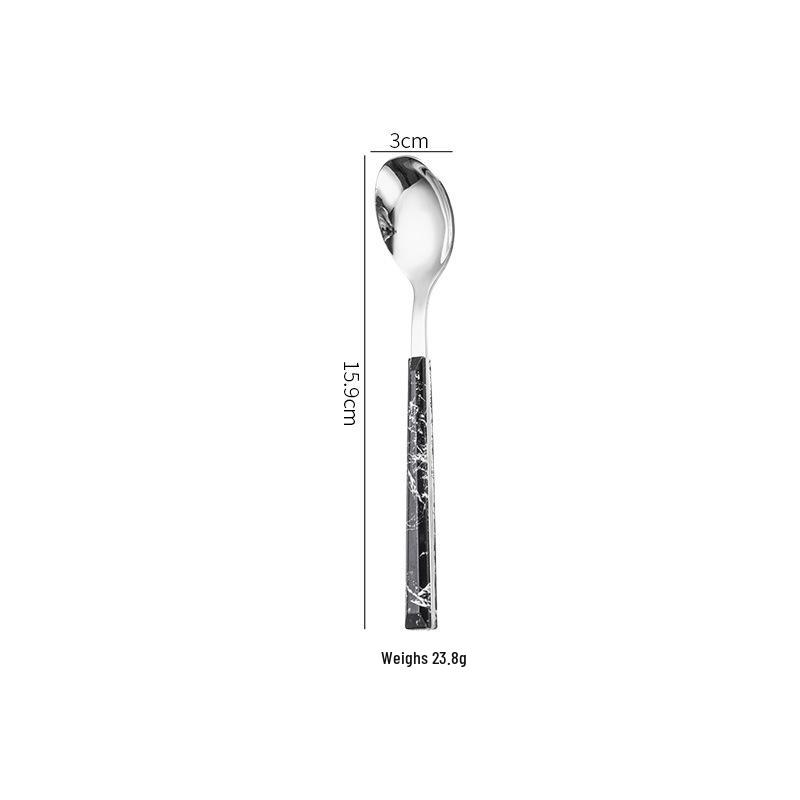 Korean Style 430 Stainless Steel Tableware Set with Imitation Wood Grain Handles: Includes Knife, Fork, Spoon, and Chopsticks