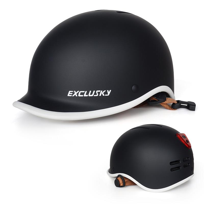 Vintage Bike Helmet with Tail Light Rechargeable Adjustable Riding Helmet Road Casual Riding Helmet