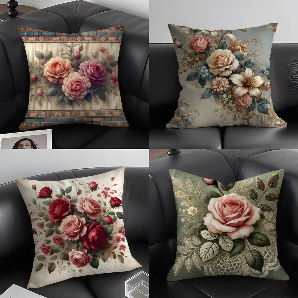 Rose Elegant Cushion Cover Pillowcase Ultra Soft Skin Friendly Fabric Cloud Like Comfort  Concealed Zipper