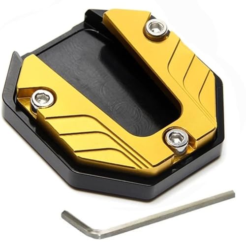 LIKENNY Universal Motorcycle Side Stand Alloy Plate Dress Up Parts Yamaha Honda Suzuki Kawasaki (Gold)