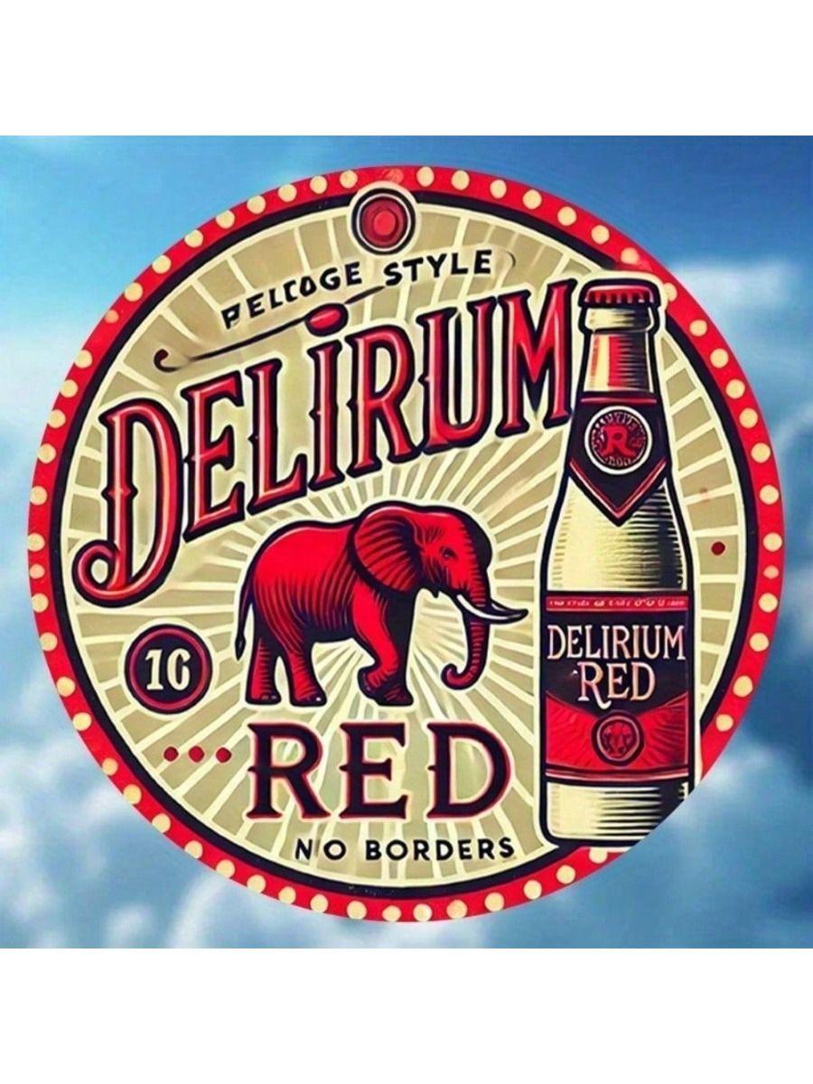 Delirium Red Beer Round Metal Sign 20cm Bar Cafe Home Decor