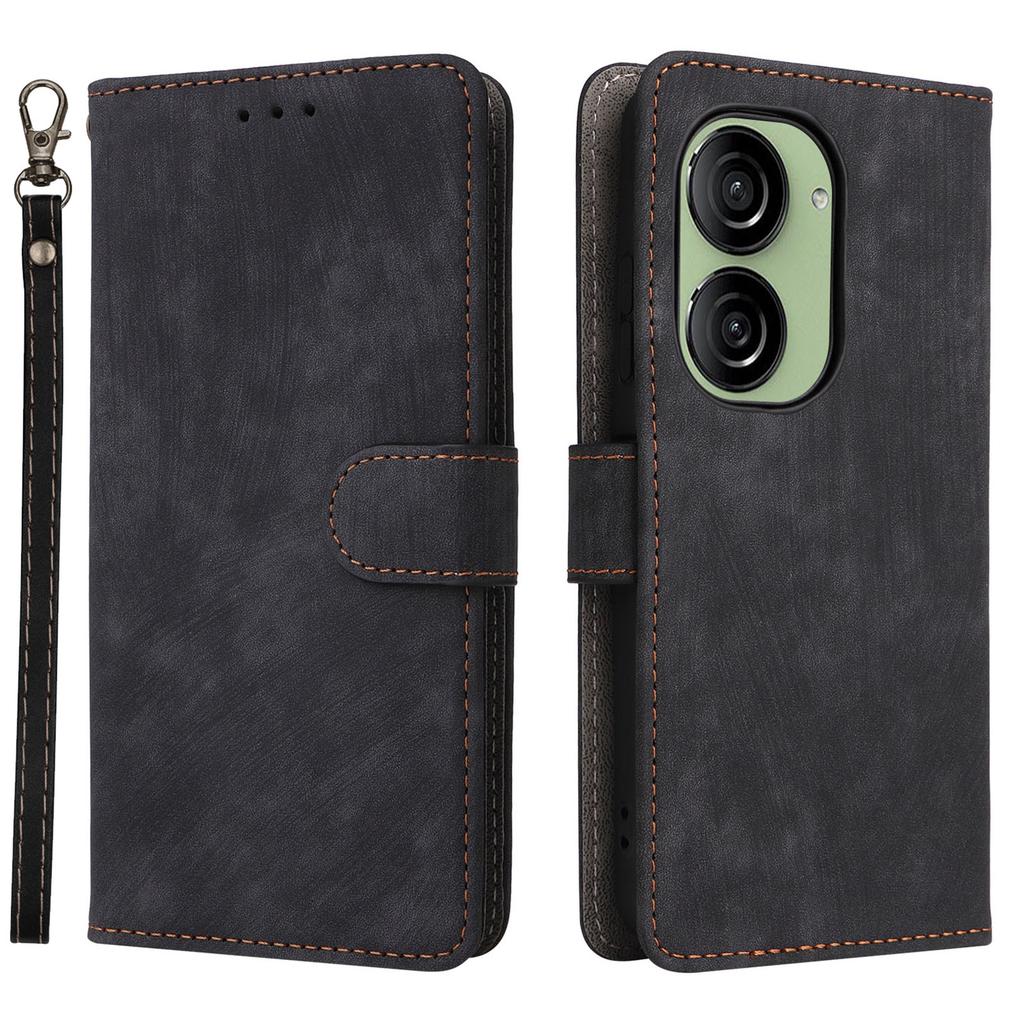 For Asus Zenfone 10 5G/Zenfone 9 5G Phone Case Wallet Stand Magnetic PU Leather RFID Blocking Cover with Strap