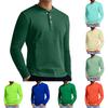 Men's Casual Button-Down Sweatshirt Solid Color Long-Sleeved Shirt Pullover