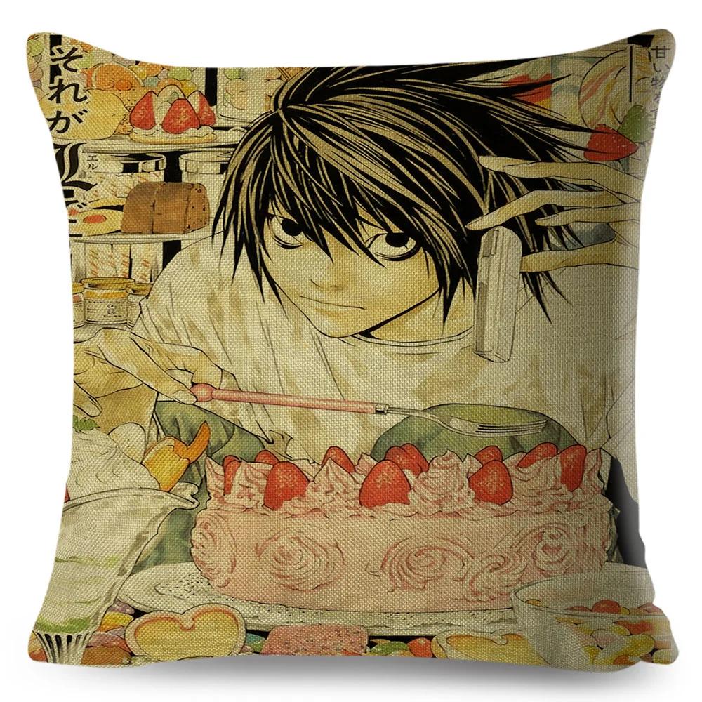 Death Note Cushion Cover Decor Cartoon Classic Anime Print Pillow Case Polyester Pillowcase for Sofa Home Children Room 45x45cm