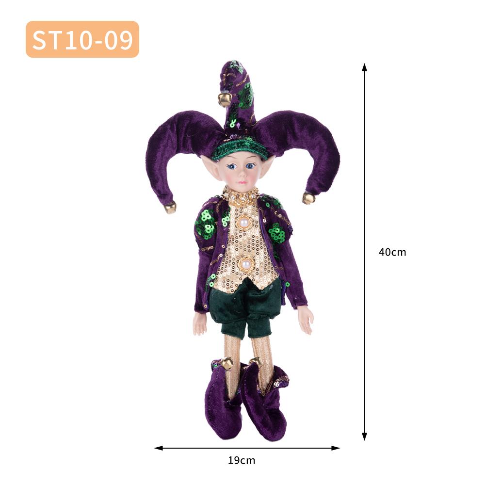 Purple-Green-Gold Sequin Christmas Elf Doll