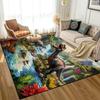 Cartoon Dinosaur Rug, Cute Prehistoric Dinosaur Waterfall Scene Print, Non-Slip Washable Soft Mat for Bedroom Room Game Room