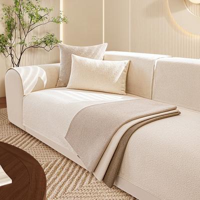 Thick Waterproof Sofa Cover Plush Pure Color Anti Cat Paw Soft Towel Lamb Wool Non-slip Cushion for Living Room Home Decor