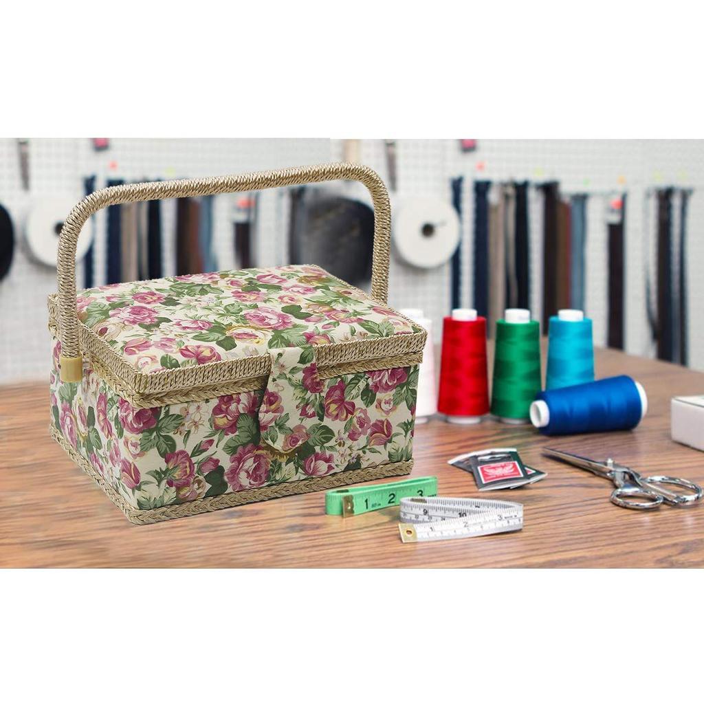 Sewing Large Capacity Floral Pattern Storage for Home Sewing Kit Easy to DIY Craft Gift for D&D Box, Case, Portable, Use, Storage, Carry,