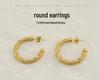 18K Gold-Toned Titanium Steel Round Hoop Earrings - Women's European & American Geometric Design