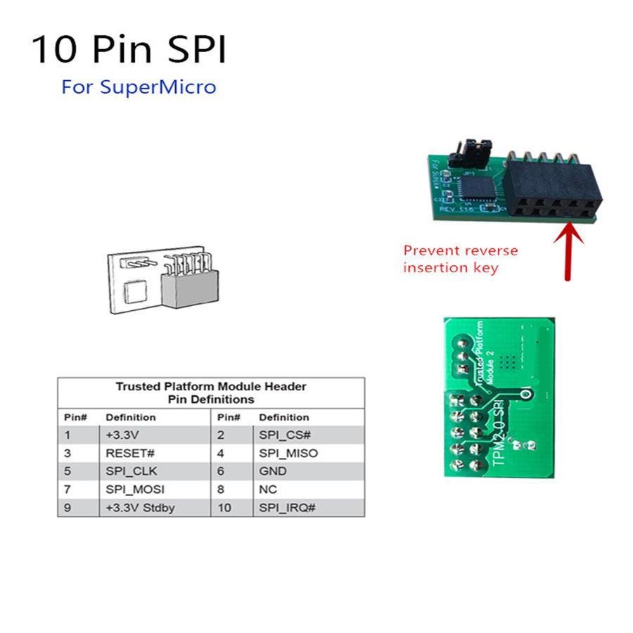10Pin SPI TPM 2.0 Module  Trusted Platform For SuperMicro AOM-TPM-9670V