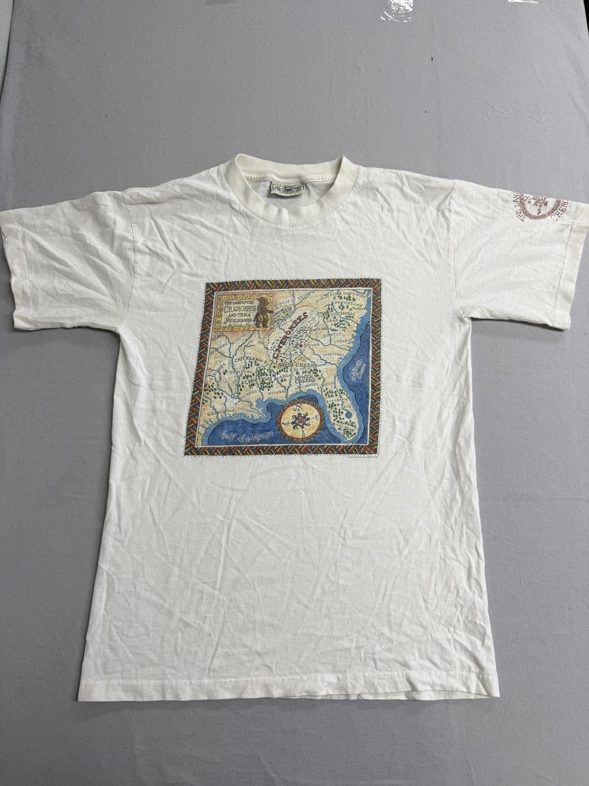 Vintage Land of the Cherokee T-shirt Native American Map XXXL