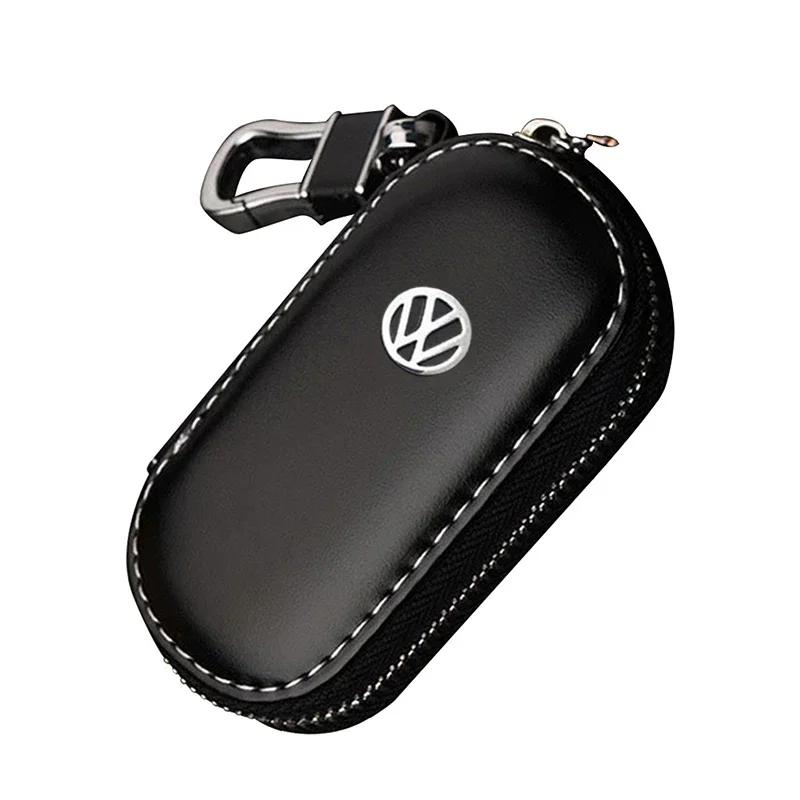 

2026 Hot For VW VOLKSWAGEN Leather Car Key Case Purse Cover for Volkswagen Sharan Golf Passat Jetta Touareg Tiguan Sagitar Lavid кавовий