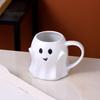 Ergonomic Handle Water Mug Halloween Ghost Ceramic Cup, Cute 3D Smiling Face Novelty Birthday Present Coffee Mug, Decorative Drinkware for Hot