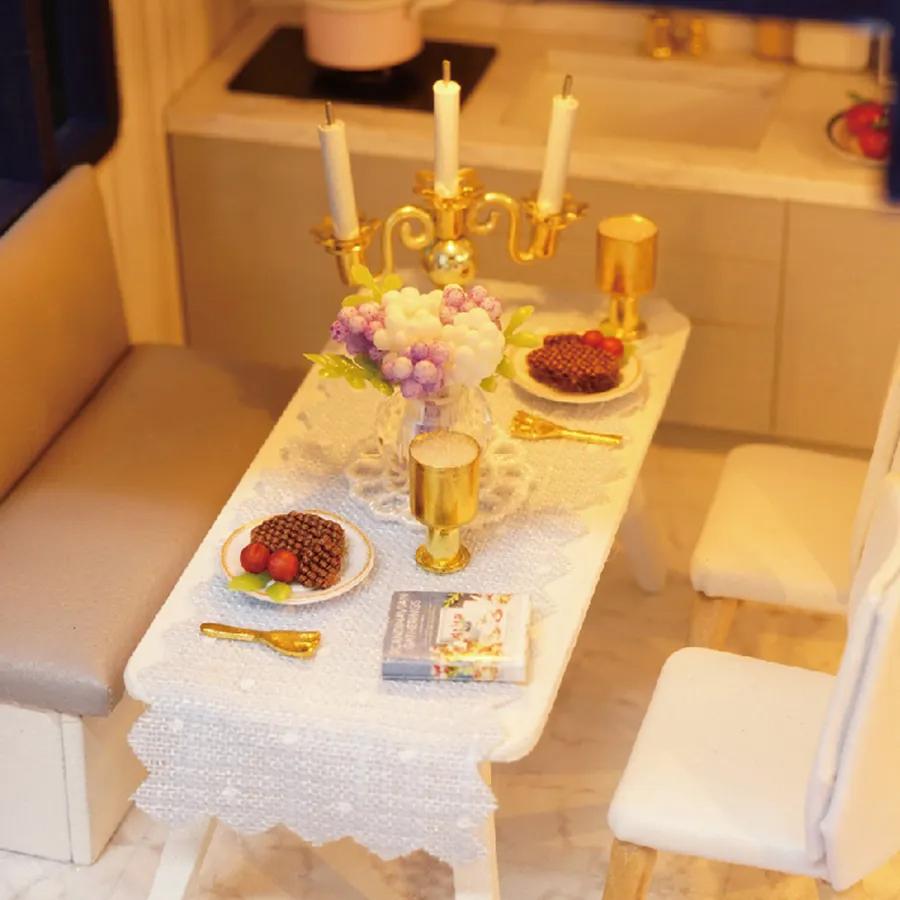 Kendin Yap Bebek Evi Minyatür Bebek Evi Mobilyalı Ahşap Ev Minyatür Oyuncaklar Çocuklar İçin Yılbaşı Noel Hediyesi A