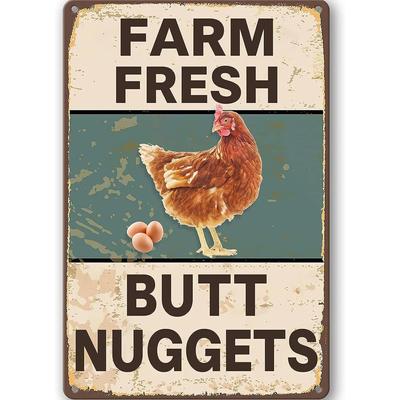 Placas de Metal Vintage Placas de Galinheiro para Decoração de Quintal de Fazenda, Placas de Estanho de Fazenda para Decoração de Casa Cozinha Exterior, Nuggets de Bunda Fresca