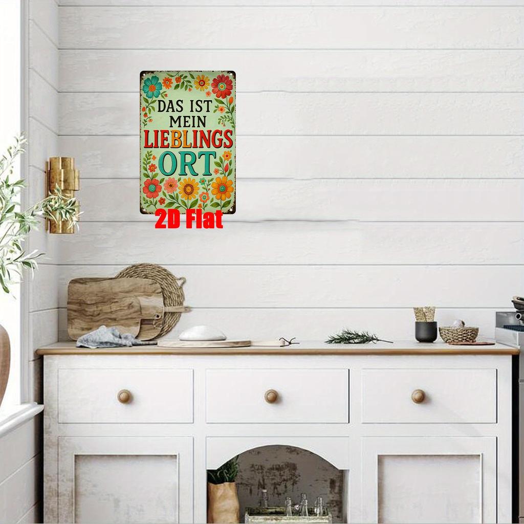 2D, Metal Wall Sign, Wall Decoration Poster, German This Is My Happy Place Theme Iron Mural, Ideal Gift for Family Yard, Bedroom