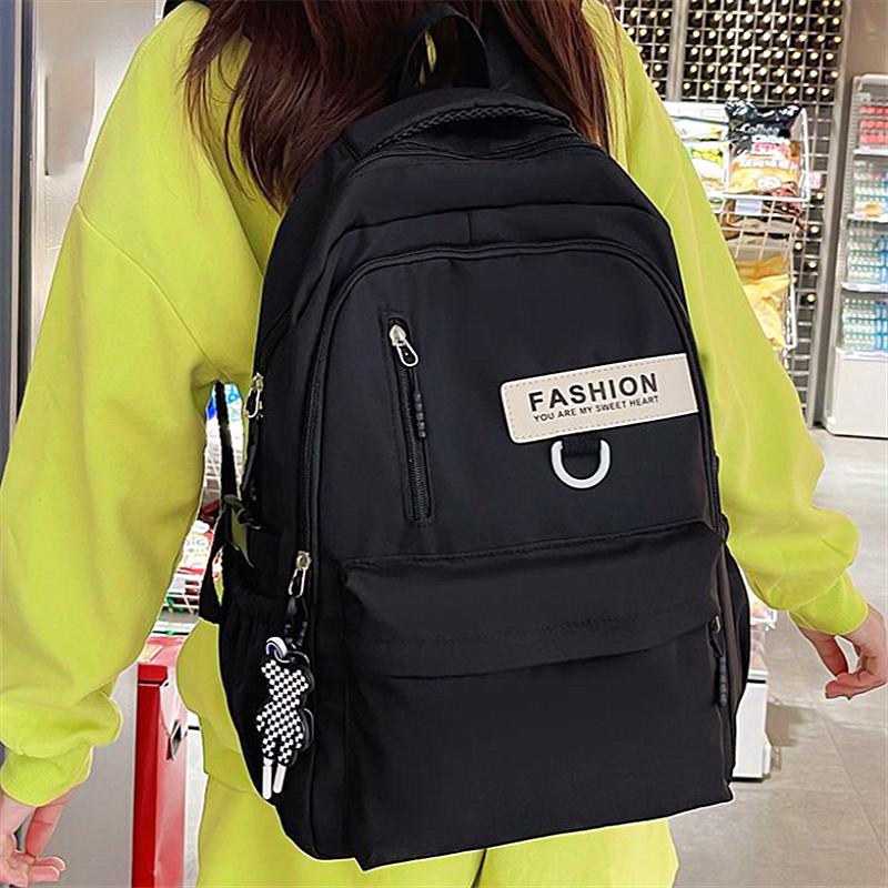 Solid Color Trendy Simple and Versatile College Students Backpack Large Capacity Travel Leisure Backpack