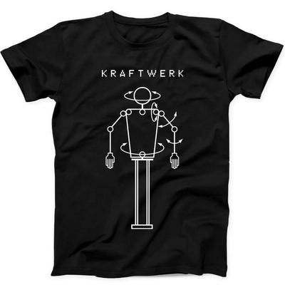 230 Gsm 100% βαμβάκι Kraftwerk Robot Electronic Synth Pop Music Gift Black Tee T-shirt B350