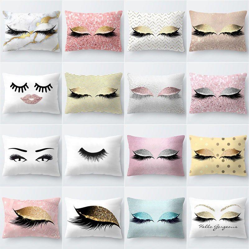 Elegantly Designed Eyelash Pattern Pillow Cover For Stylish Sofa And Seat