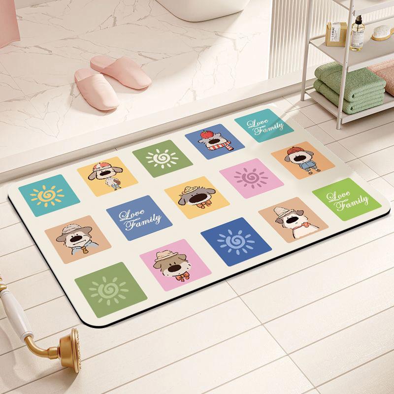 Badebereich Bodenmatte Creme Wind Diatomeenerde Feuchtigkeitsabsorbierende Matte Toilettenfußmatte Badezimmerschrank Toilettentür Rutschfester Teppich