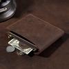 Men's Bifold Wallet with Zipper Coin Pocket Crazy Horse Leather Multi Card Slots Vintage Short Wallet for Men Genuine Leather