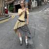 Y2K Style Plaid & Floral Low-Waist Ruffled Skirt