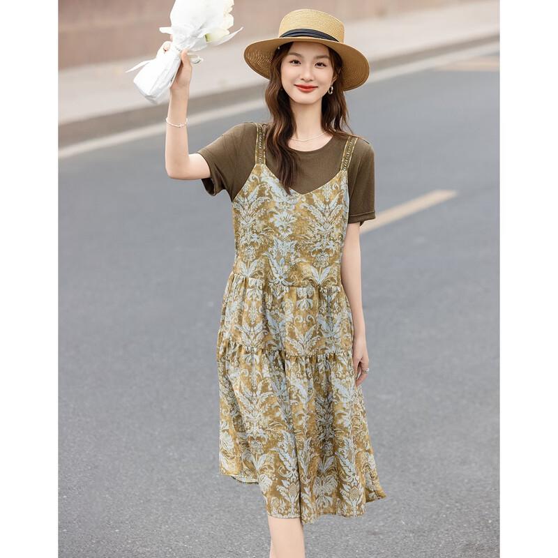Women's Spliced Tiered T-Shirt Dress