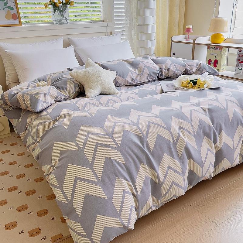 Minimalist Geometric Printing Duvet Cover All Cotton Quilt Cover Skin Friendly Breathable Queen Size Bedding for Kids Boys Girls