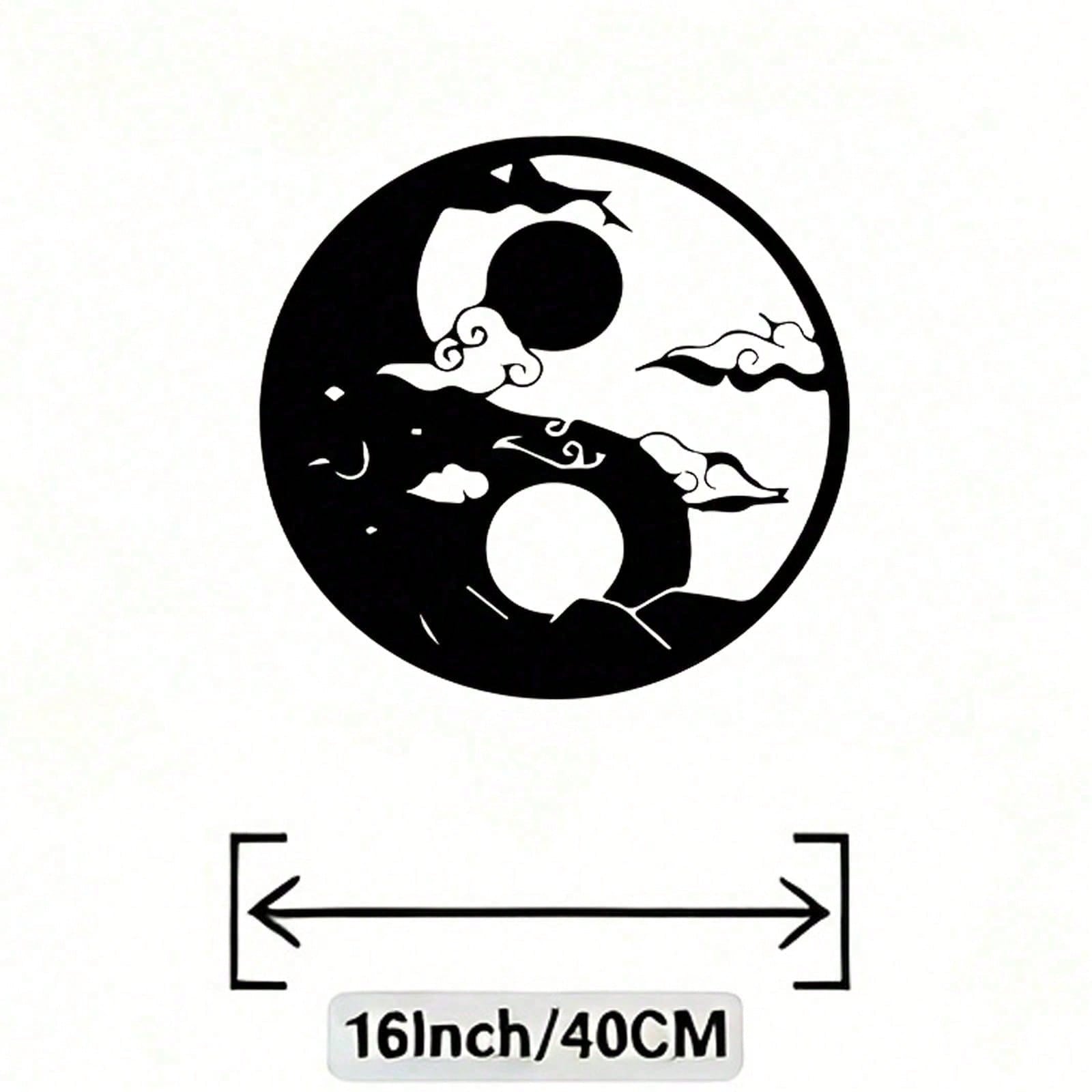 Zen Yin Yang Metal Wall Art Modern Iron Sculpture Wall Plaque Home Office Decor Gift 40x40