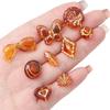 Vintage Amber Gold-Painted Oval Acrylic Beads for DIY Jewelry Making
