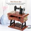 Vintage Sewing Machine Music Box Model Antique Style Treadle Mechanical Desktop Decor Miniature Craft For Nightstand Accents