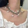 Personalized Punk Style Chain Imitation Pearl Necklace, Women's  Trend Holiday Party Accessories Gift