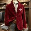 Men's Solid Color Corduroy Warm Pocket Suit Jacket Cardigan Men's Casual Suit