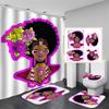 Afroamericano Afro Sexy Chica Negra Mujeres Arte Diseño Arte Graffiti Juego de Cortinas de Ducha para Baño Alfombrillas Alfombras Tapa de Inodoro Poliéster con Ganchos