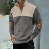 Men's Outdoor Casual Button-Up Stand-Up Collar Loose-Fit Color-Blocked Sports Sweatshirt